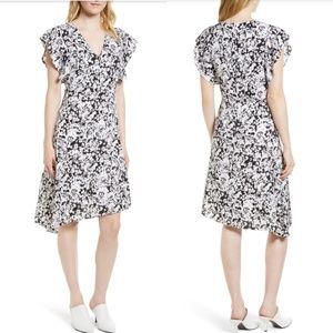 Lewit size 8 floral Assymetrical silk dress